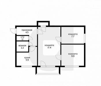 Продается 3-х комнатная квартира, 50 м²