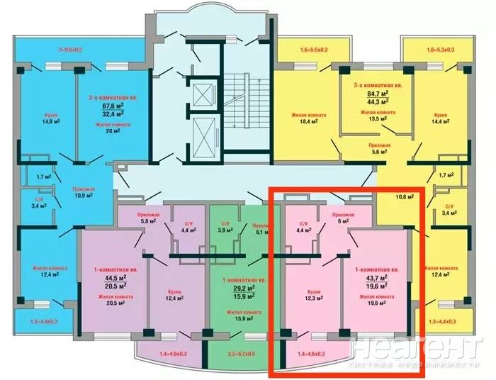 Продается 1-комнатная квартира, 44,7 м²