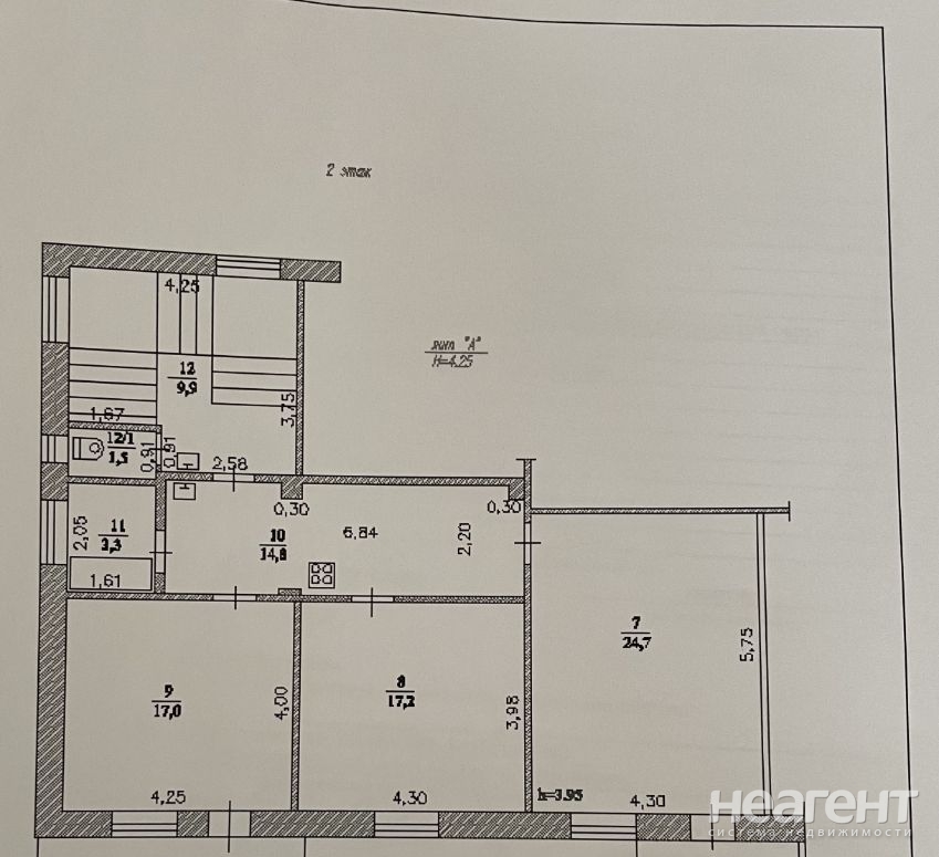 Продается 3-х комнатная квартира, 98 м²