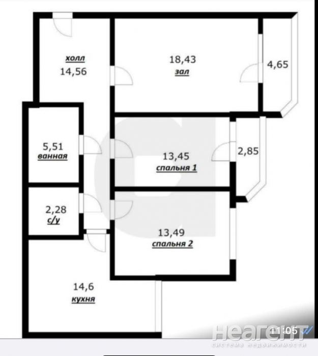 Продается 3-х комнатная квартира, 91 м²