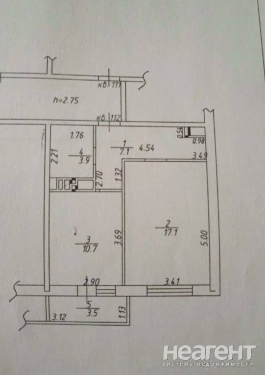 Продается 1-комнатная квартира, 42,3 м²