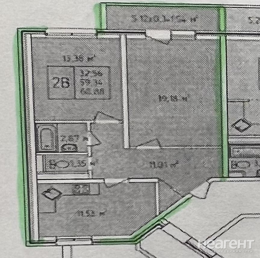 Продается 2-х комнатная квартира, 59,3 м²