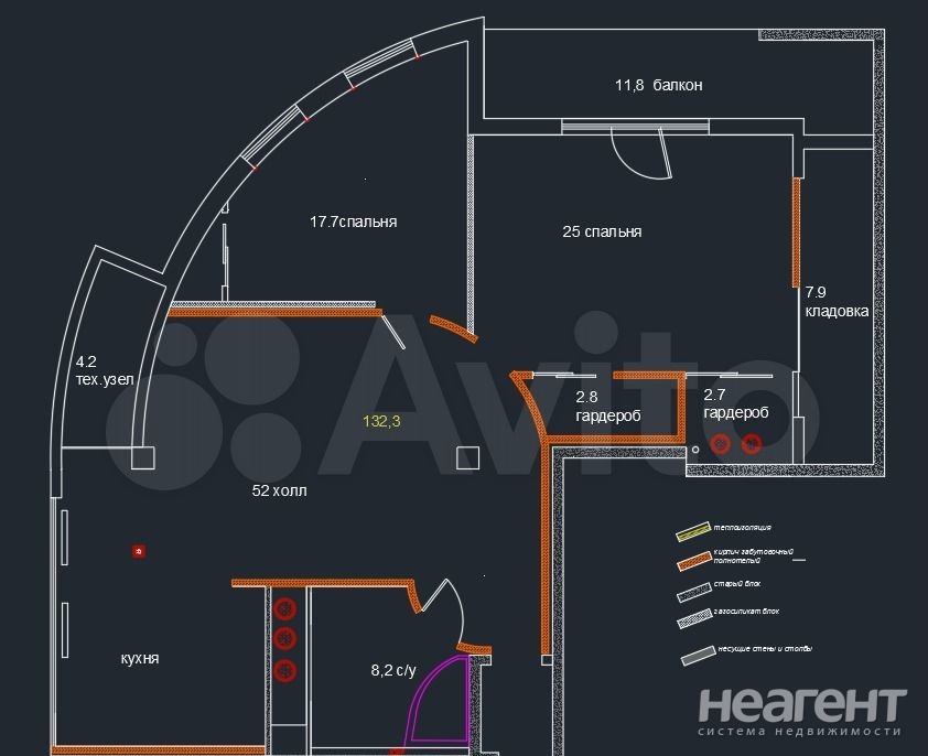 Продается 2-х комнатная квартира, 101 м²