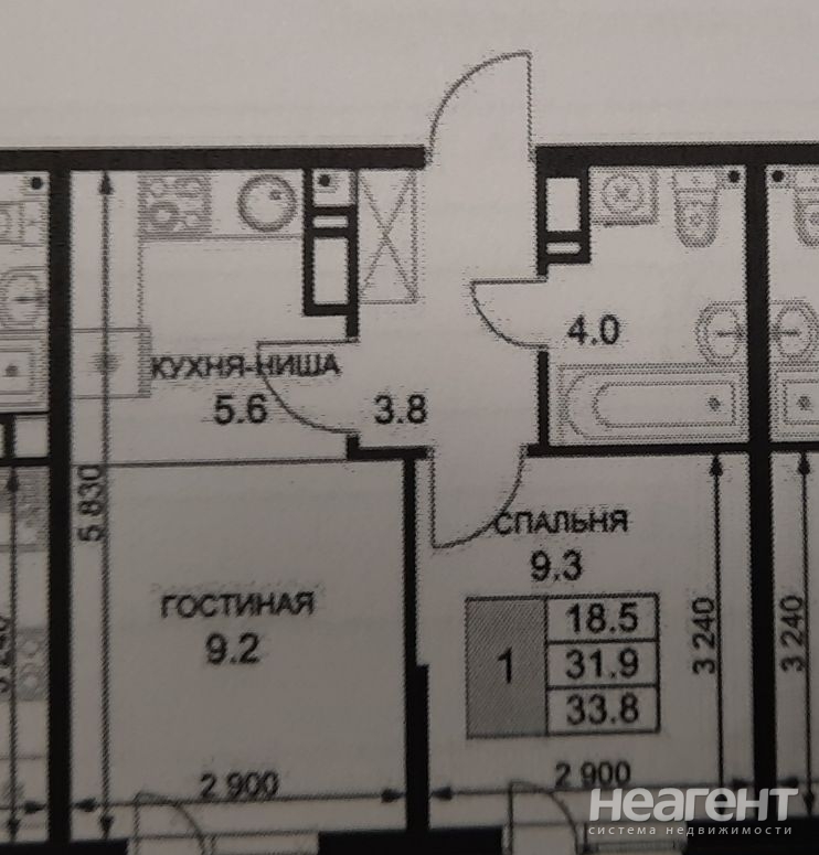 Продается 1-комнатная квартира, 34,65 м²