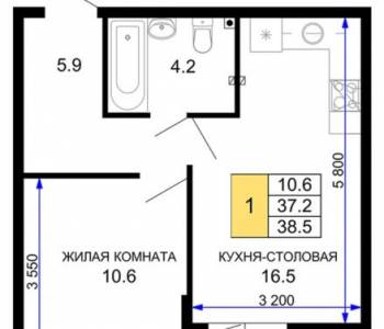 Продается 1-комнатная квартира, 38 м²