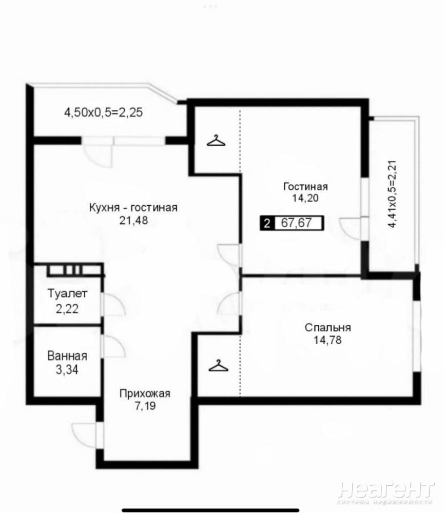 Продается 2-х комнатная квартира, 72 м²