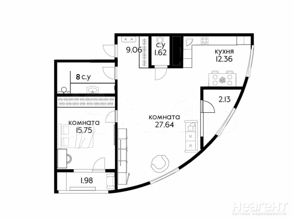 Продается 2-х комнатная квартира, 80 м²