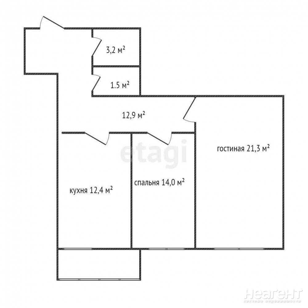 Продается 2-х комнатная квартира, 65,4 м²