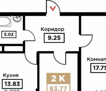 Продается 2-х комнатная квартира, 64,25 м²