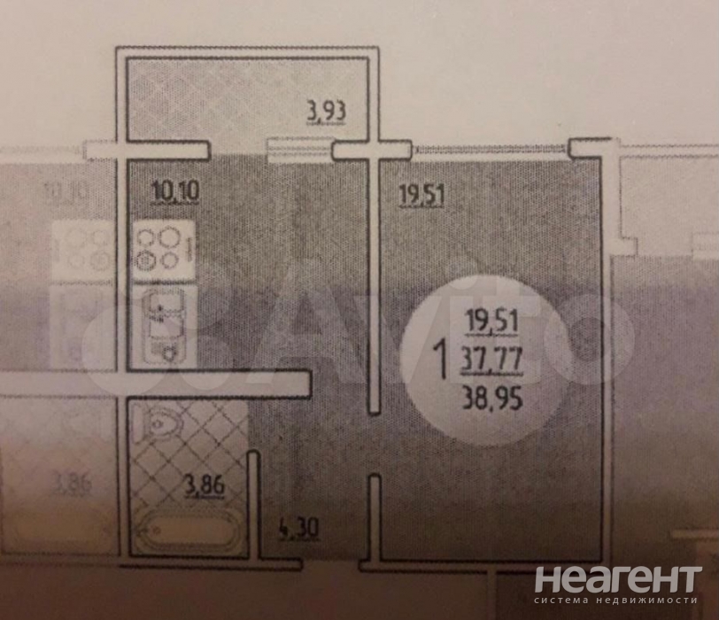 Продается 1-комнатная квартира, 38 м²