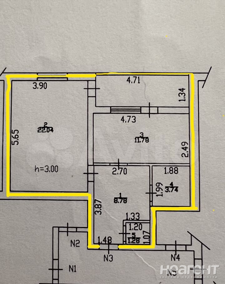 Продается 1-комнатная квартира, 51 м²