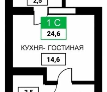 Продается 1-комнатная квартира, 24,2 м²