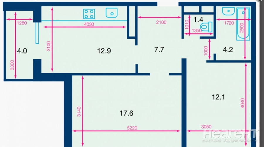 Продается 2-х комнатная квартира, 63,3 м²