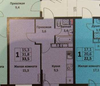 Продается 1-комнатная квартира, 33,5 м²