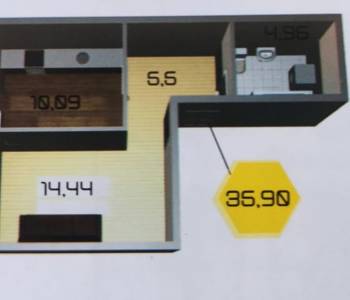 Продается 1-комнатная квартира, 36 м²