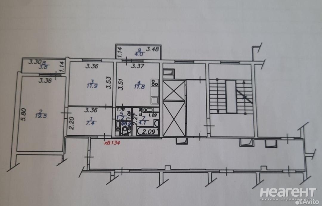 Продается 2-х комнатная квартира, 58 м²