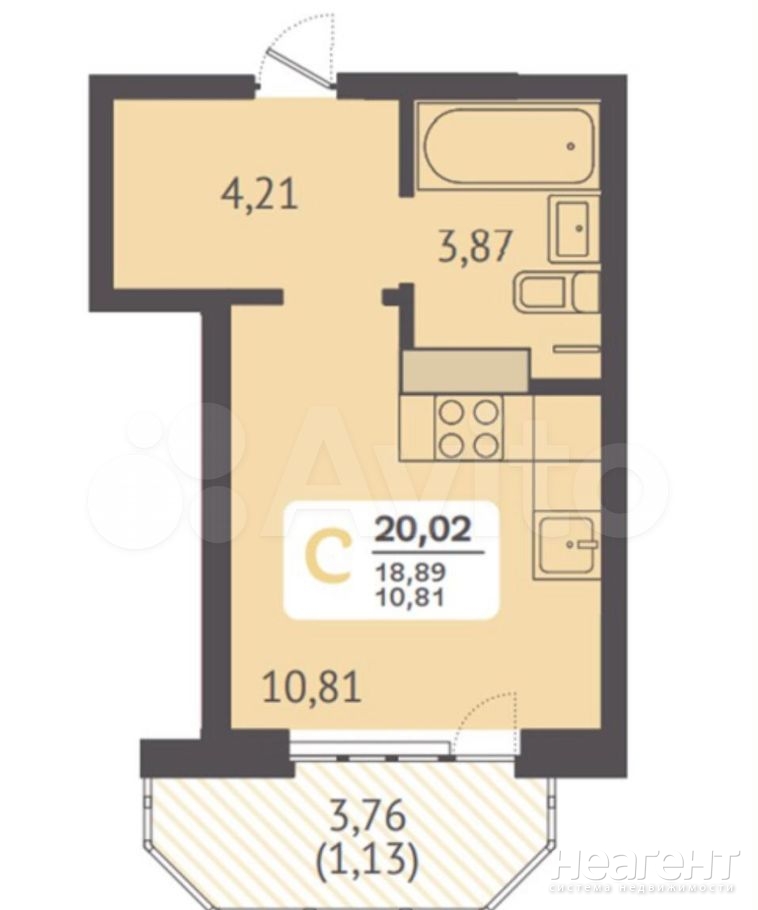 Продается 1-комнатная квартира, 20 м²