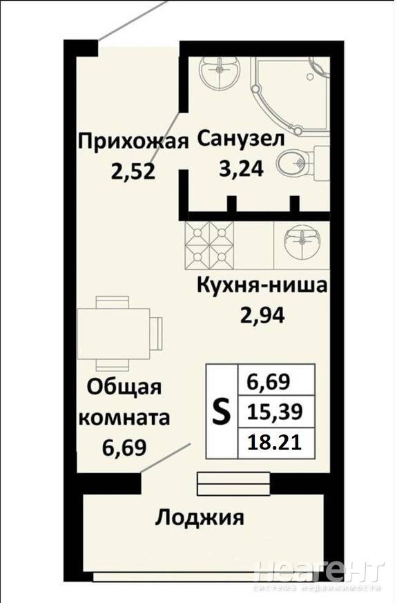 Продается 1-комнатная квартира, 18 м²