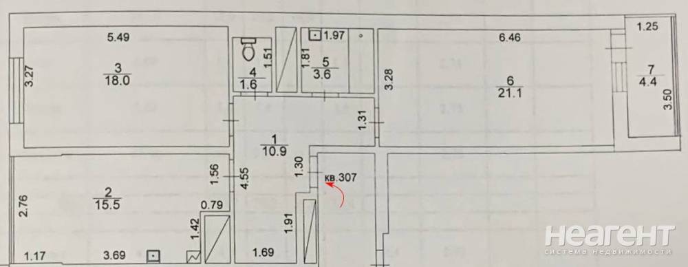 Продается 2-х комнатная квартира, 75,1 м²