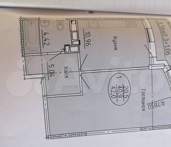 Продается 1-комнатная квартира, 42 м²