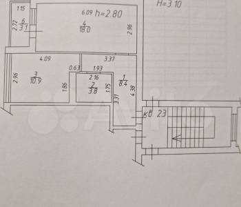 Продается 1-комнатная квартира, 44,2 м²