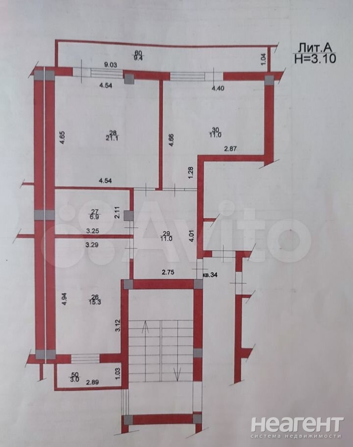 Продается 2-х комнатная квартира, 71,2 м²