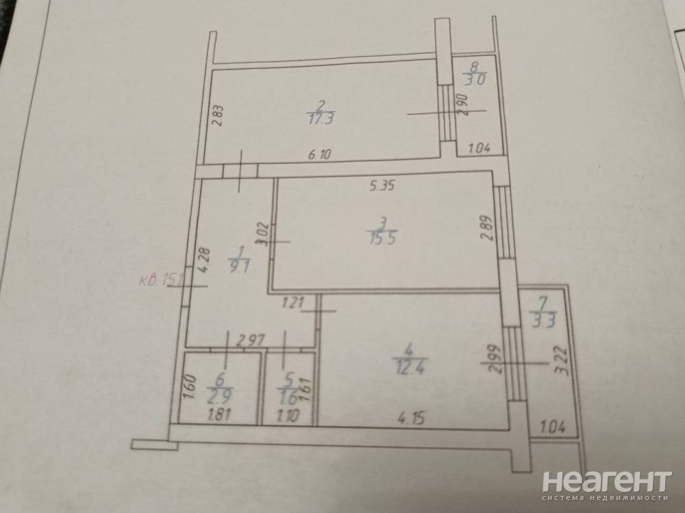 Продается 2-х комнатная квартира, 62 м²