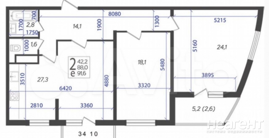 Продается 3-х комнатная квартира, 92 м²