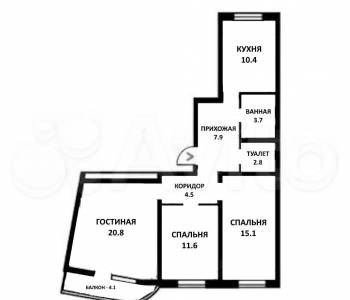 Продается 3-х комнатная квартира, 76,8 м²