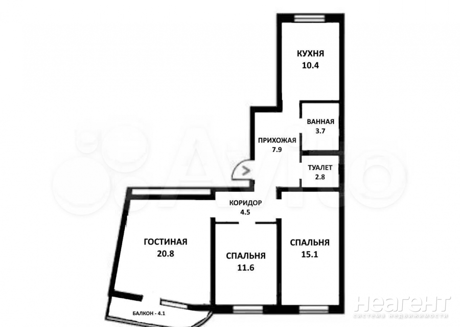 Продается 3-х комнатная квартира, 76,8 м²