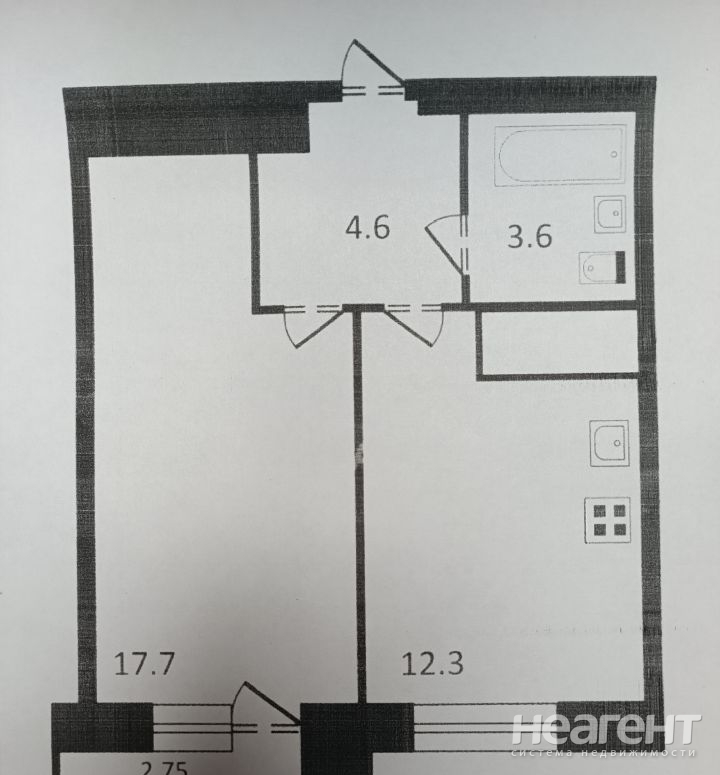 Продается 1-комнатная квартира, 38,2 м²