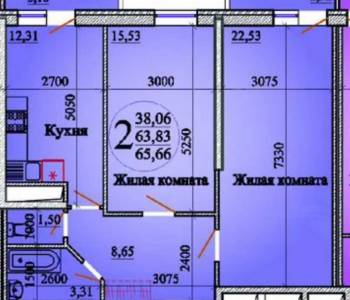 Продается 2-х комнатная квартира, 64,6 м²