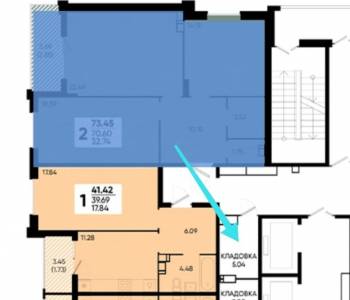Продается 2-х комнатная квартира, 73,5 м²