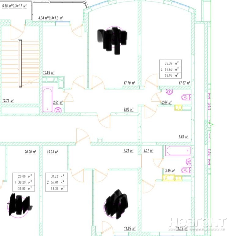 Продается 2-х комнатная квартира, 58,36 м²