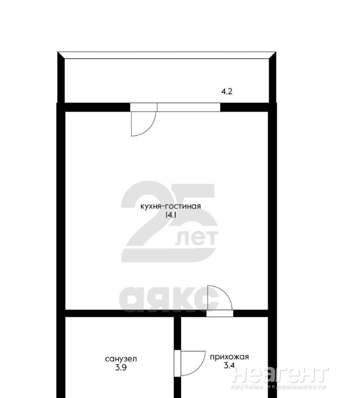 Продается 1-комнатная квартира, 25,6 м²