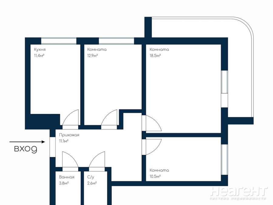 Продается 3-х комнатная квартира, 71,4 м²