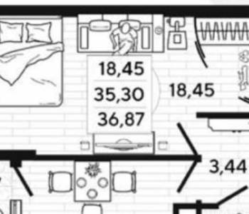 Сдается 1-комнатная квартира, 38 м²