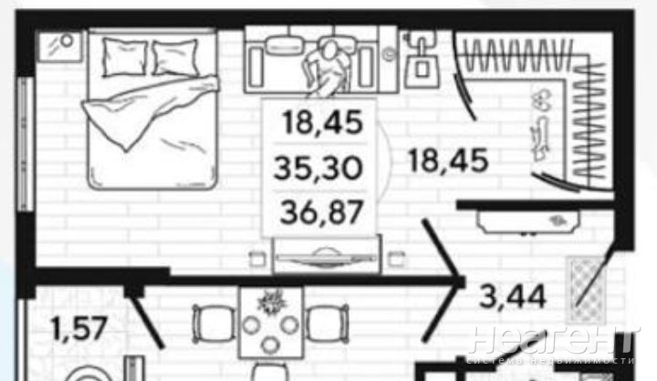 Сдается 1-комнатная квартира, 38 м²