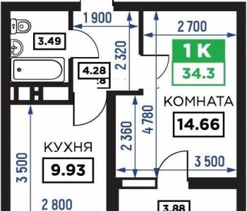 Продается 1-комнатная квартира, 35 м²