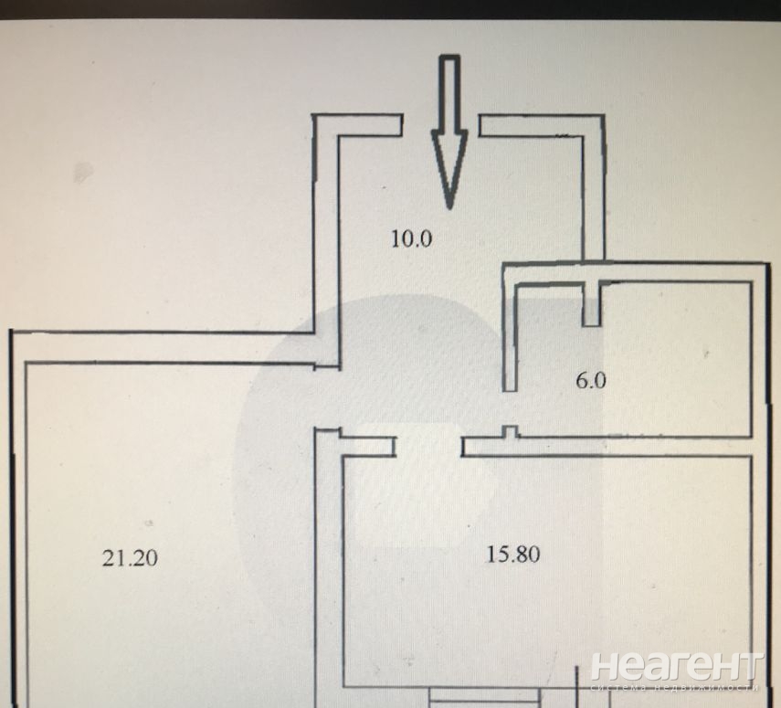 Продается 1-комнатная квартира, 59,6 м²