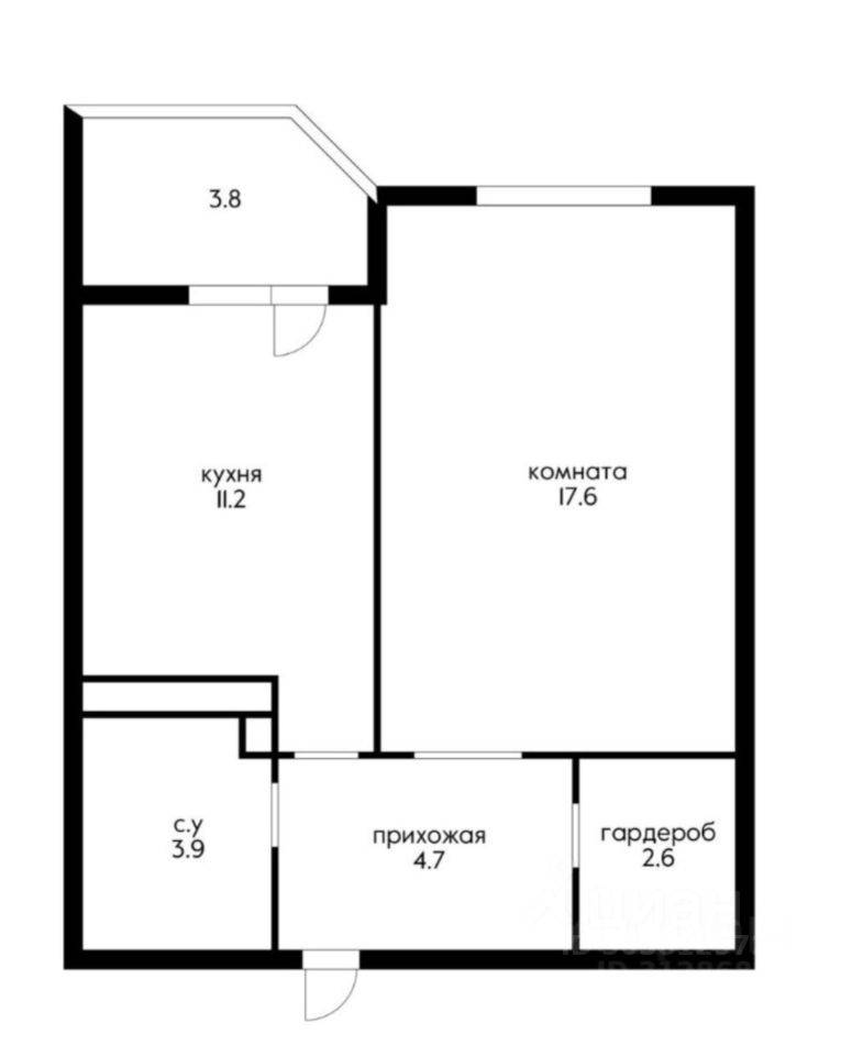 Продается 1-комнатная квартира, 42 м²