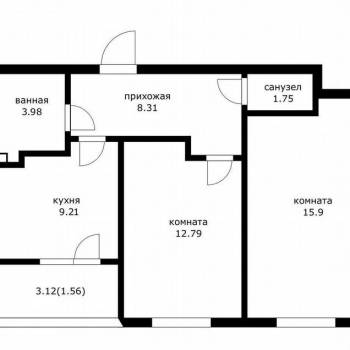 Продается 2-х комнатная квартира, 54,7 м²