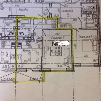 Продается 1-комнатная квартира, 43,12 м²