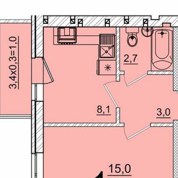 Продается 1-комнатная квартира, 29,8 м²