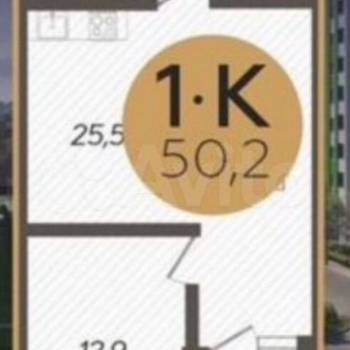 Продается 1-комнатная квартира, 50,2 м²