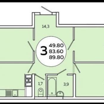 Продается 3-х комнатная квартира, 89 м²