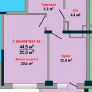 Продается 1-комнатная квартира, 44,1 м²