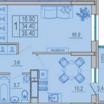 Продается 1-комнатная квартира, 35,4 м²