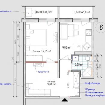 Продается 1-комнатная квартира, 46,2 м²