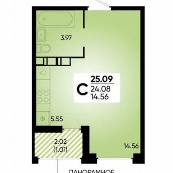 Продается 1-комнатная квартира, 24,1 м²